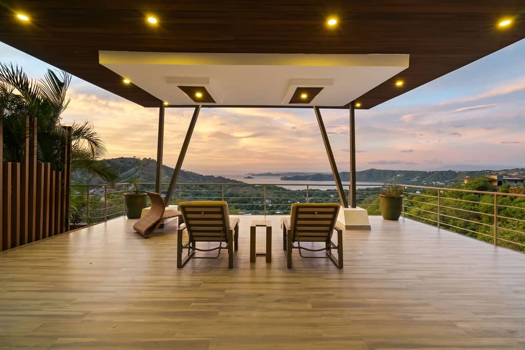Covered Sunset Terrace with Teak Loungers
