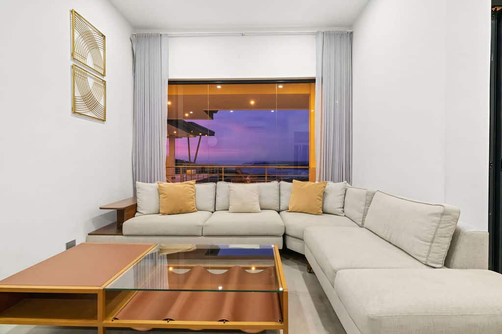 Sunset conversation lounge overlooking the Pacific